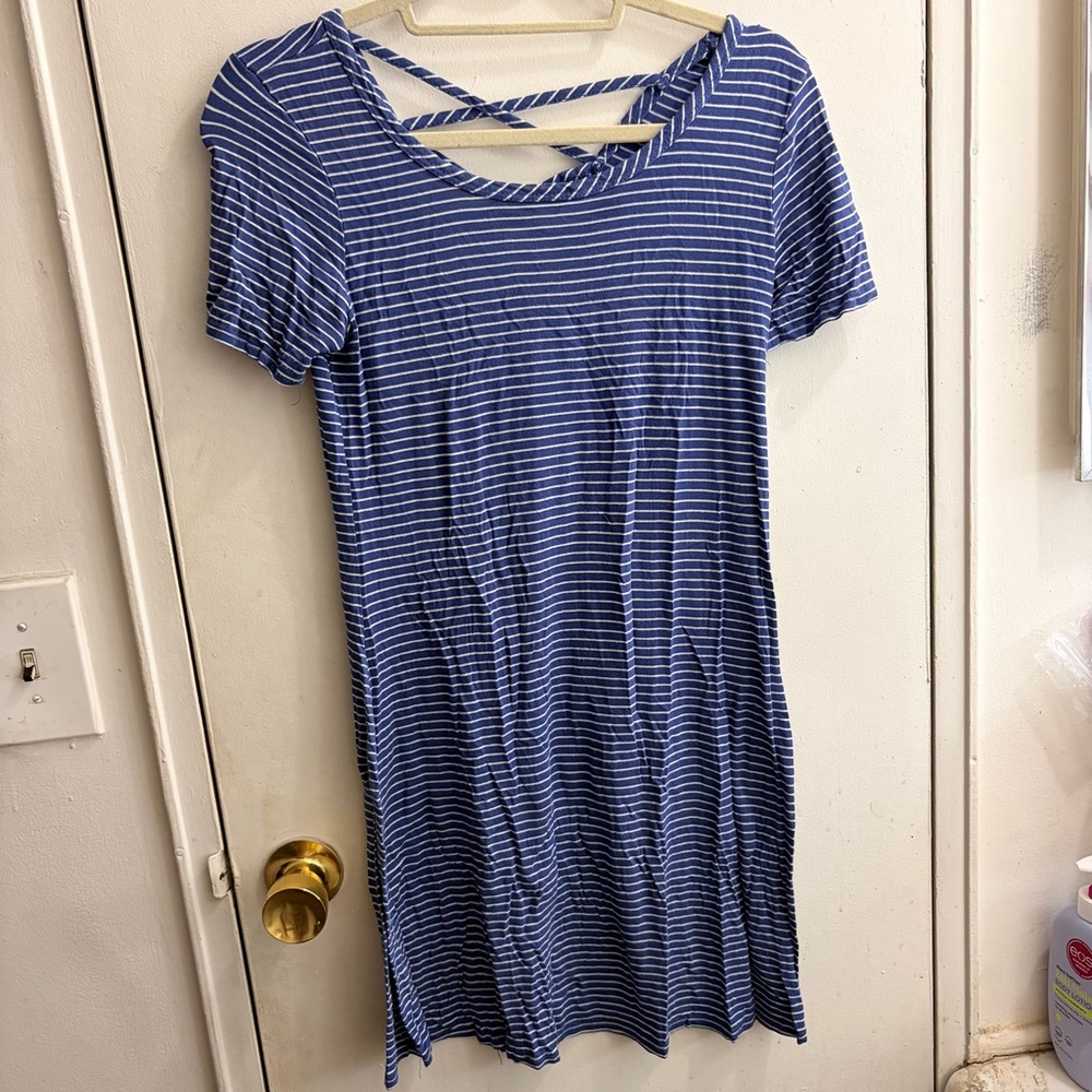 Olivia Rae Blue Striped Mini T-Shirt Dress